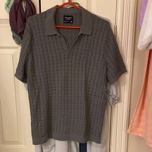 Abercrombie & Fitch Textured Gray Polo